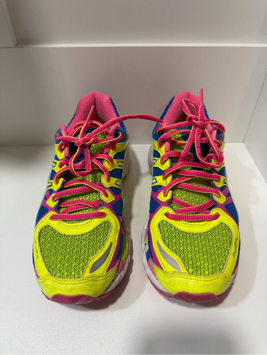 Asics Shoes - Asics Neon Yellow Blue Pink Women's Athletic Running Shoes